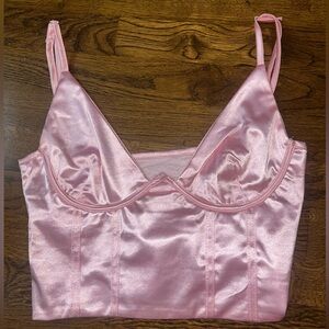 Elegant Pink Satin Corset Top